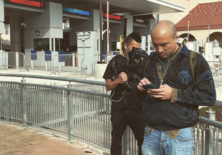 Preparing for an Instagram Live broadcast.